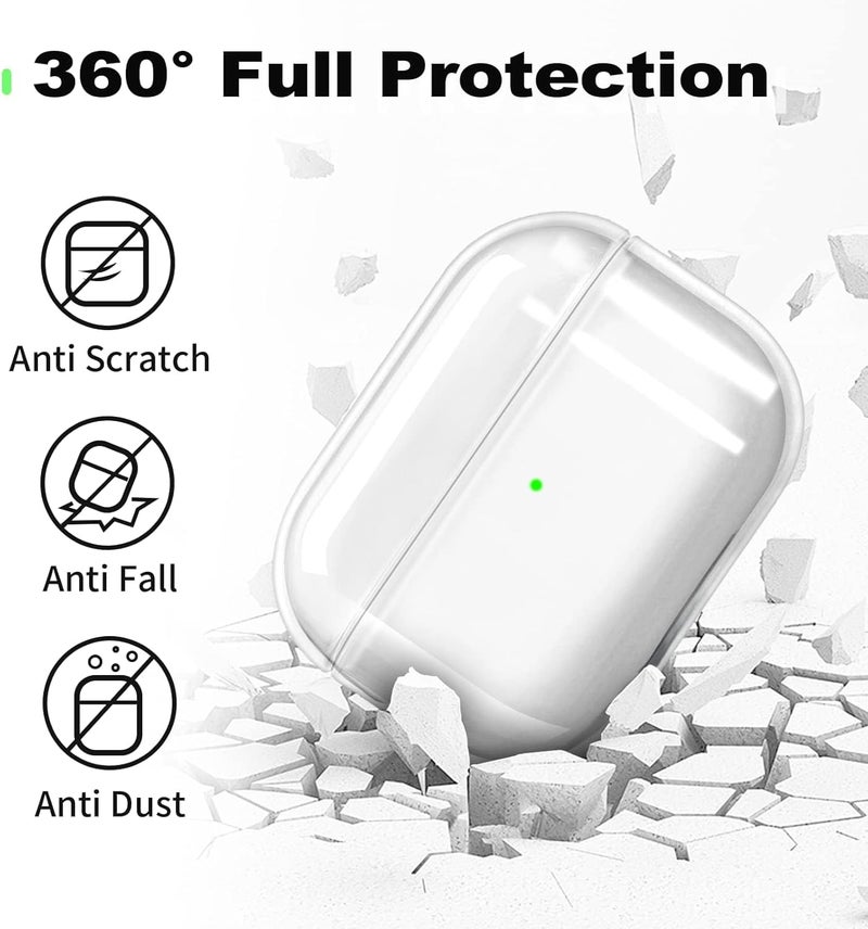 Tandoler حافظة متوافقة مع Airpods Pro 2، حافظة واقية ناعمة من TPU مع مجموعة تنظيف وحبل متوافق لجهاز AirPod Pro الجيل الثاني، LED أمامي مرئي - شفاف - Image 3
